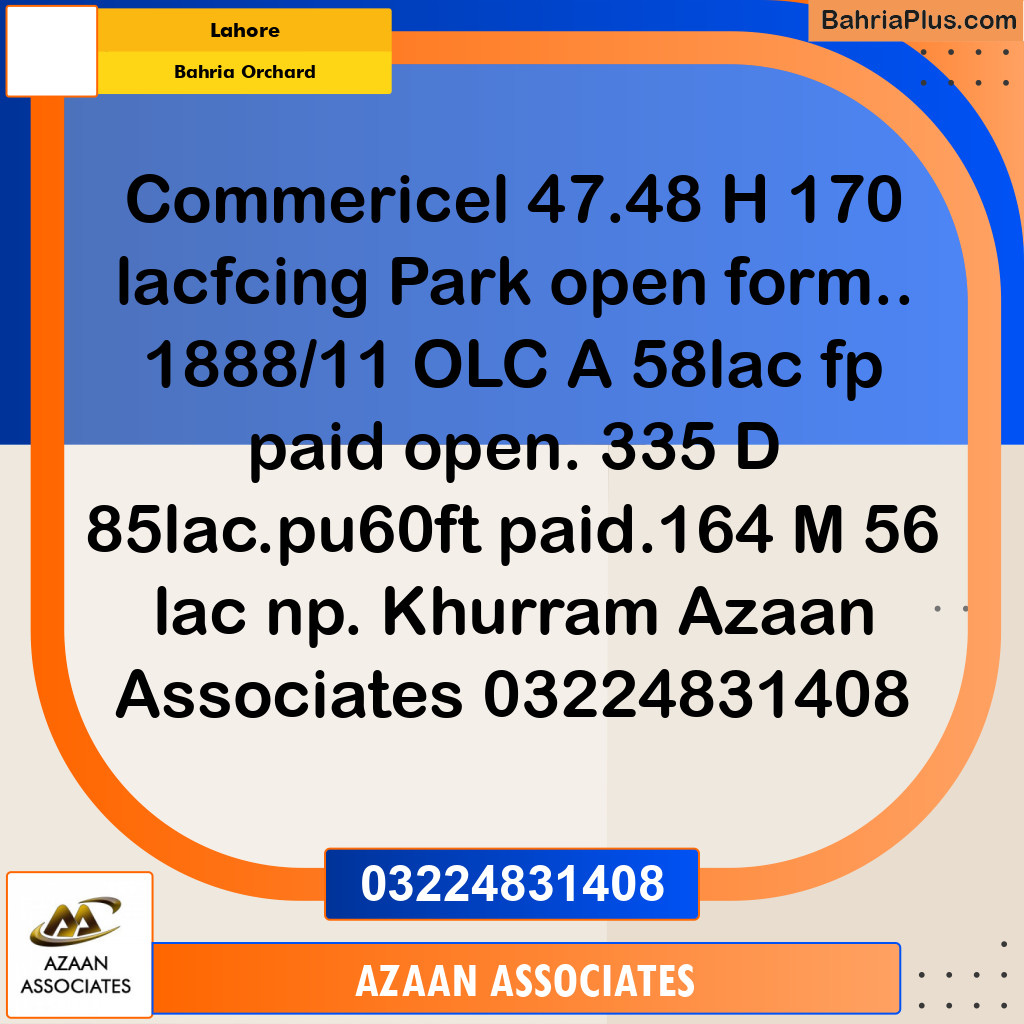 Residential Plot for Sale in Bahria Orchard, Lahore - (BP-334314)