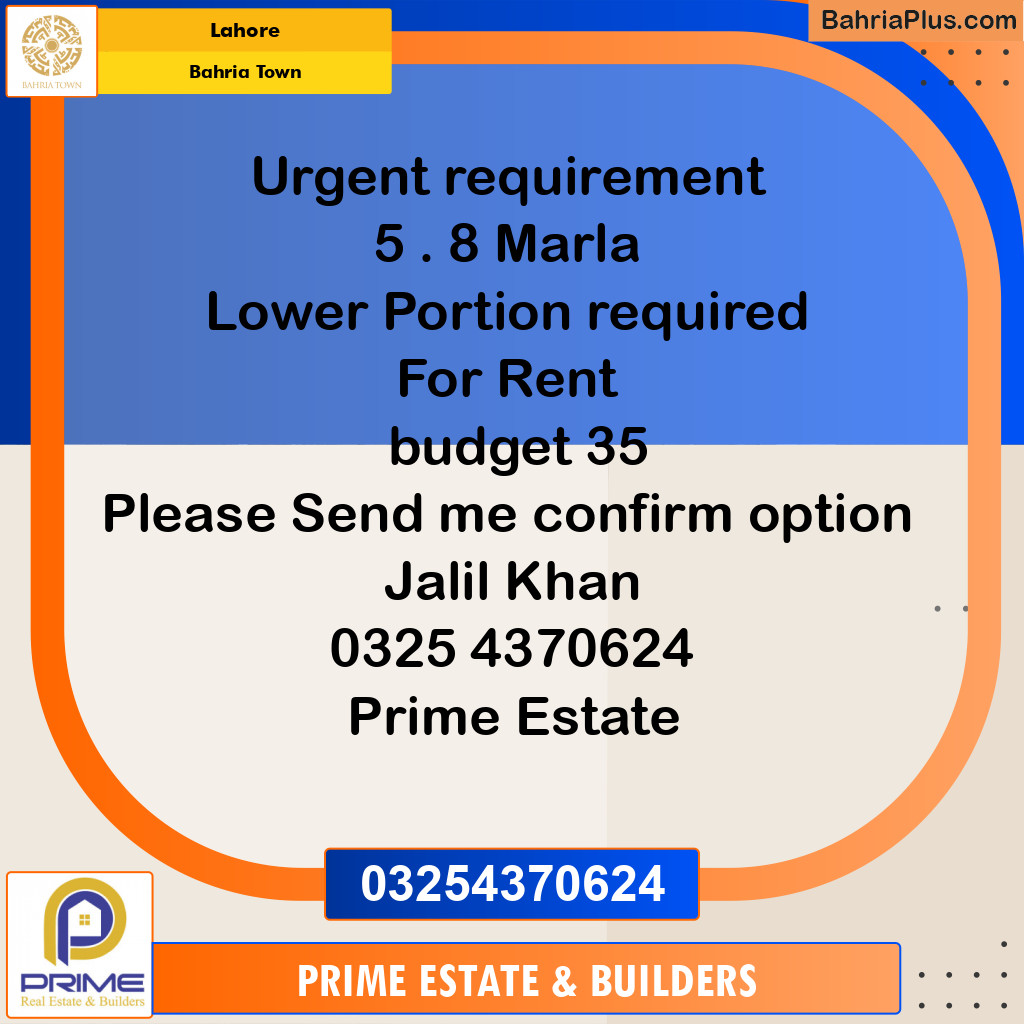Residential House for Rent in Bahria Town, Lahore - (BP-334317)