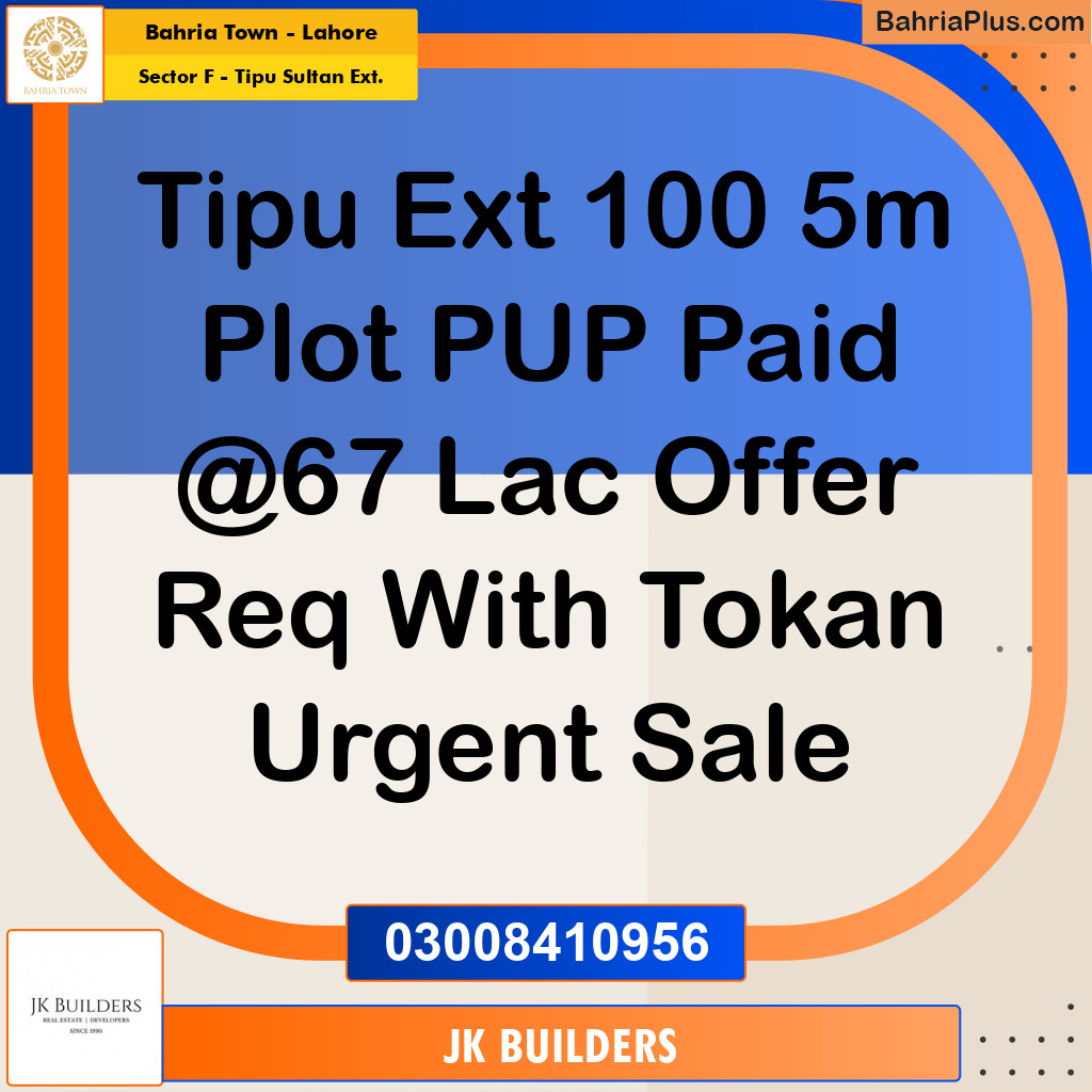 5 Marla Residential Plot for Sale in Sector F - Tipu Sultan Ext. -  Bahria Town, Lahore - (BP-334351)
