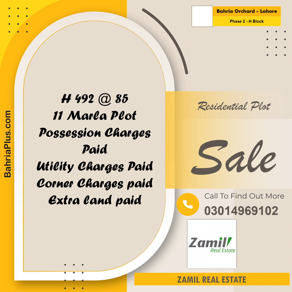 11 Marla Residential Plot for Sale in Phase 2 - H Block -  Bahria Orchard, Lahore - (BP-334418)