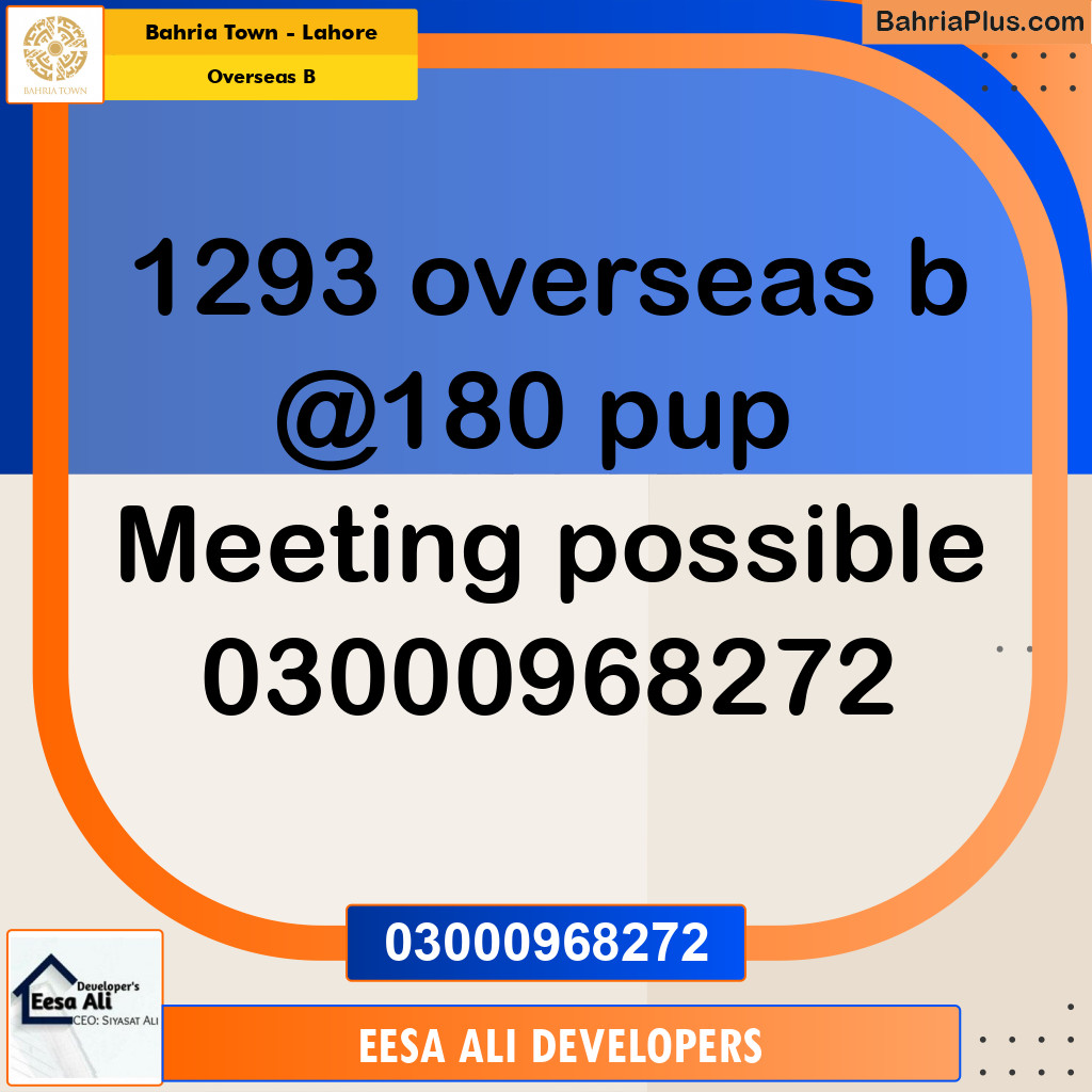 10 Marla Residential Plot for Sale in Overseas B -  Bahria Town, Lahore - (BP-334442)