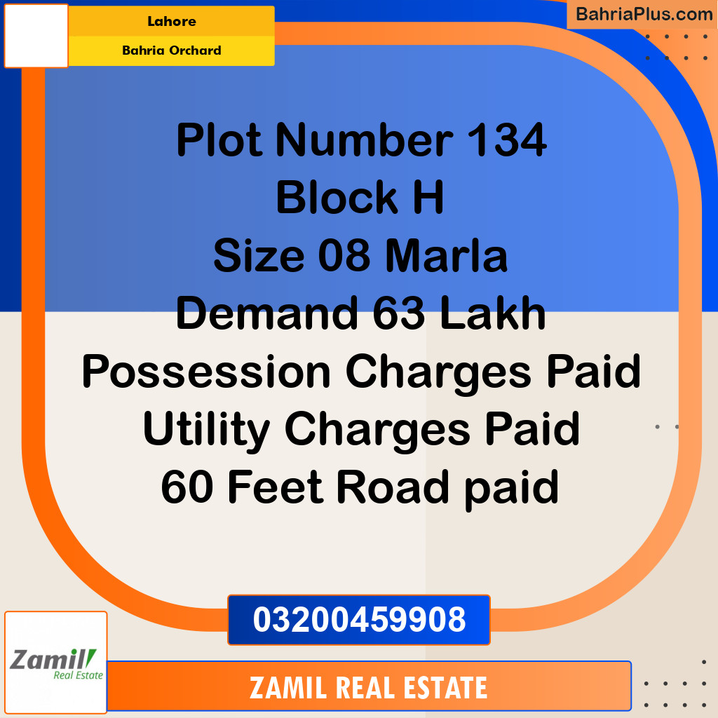 8 Marla Residential Plot for Sale in Bahria Orchard, Lahore - (BP-334455)