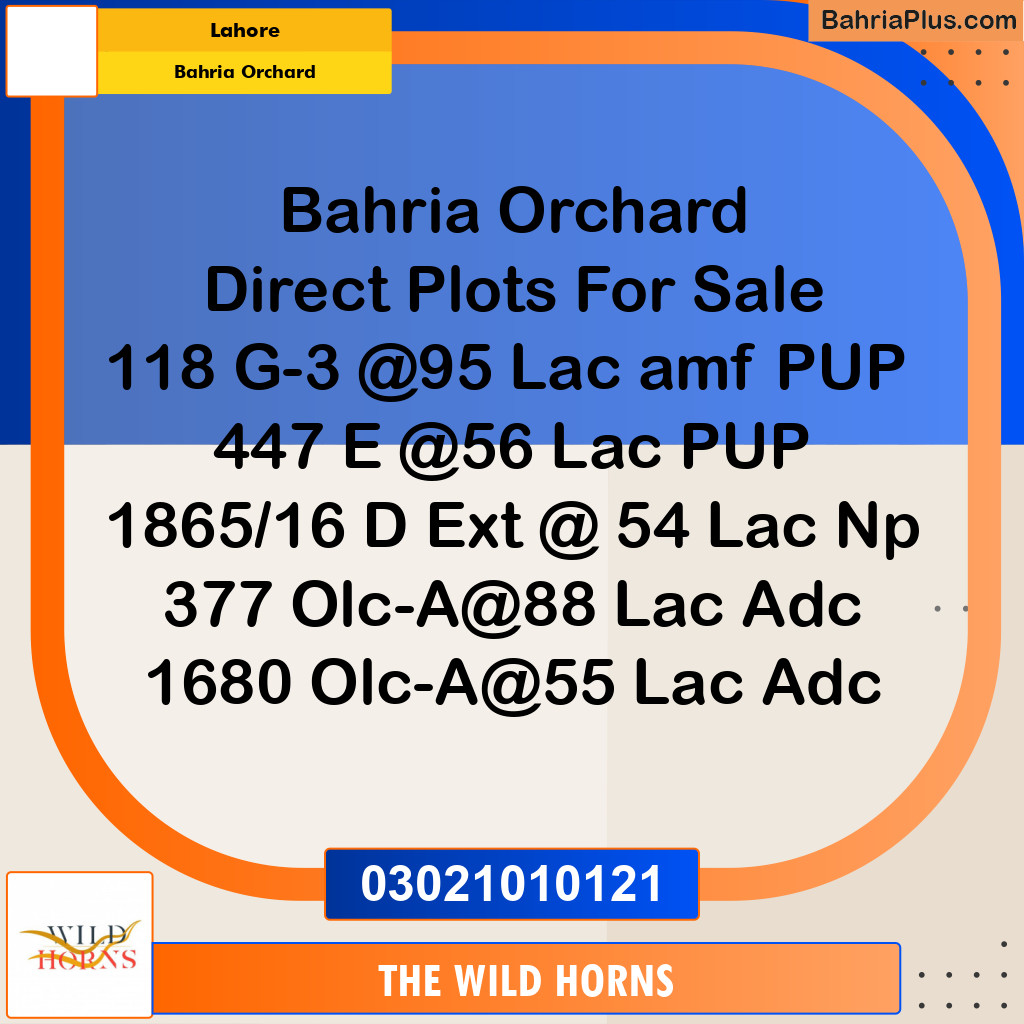 Residential Plot for Sale in Bahria Orchard, Lahore - (BP-334462)