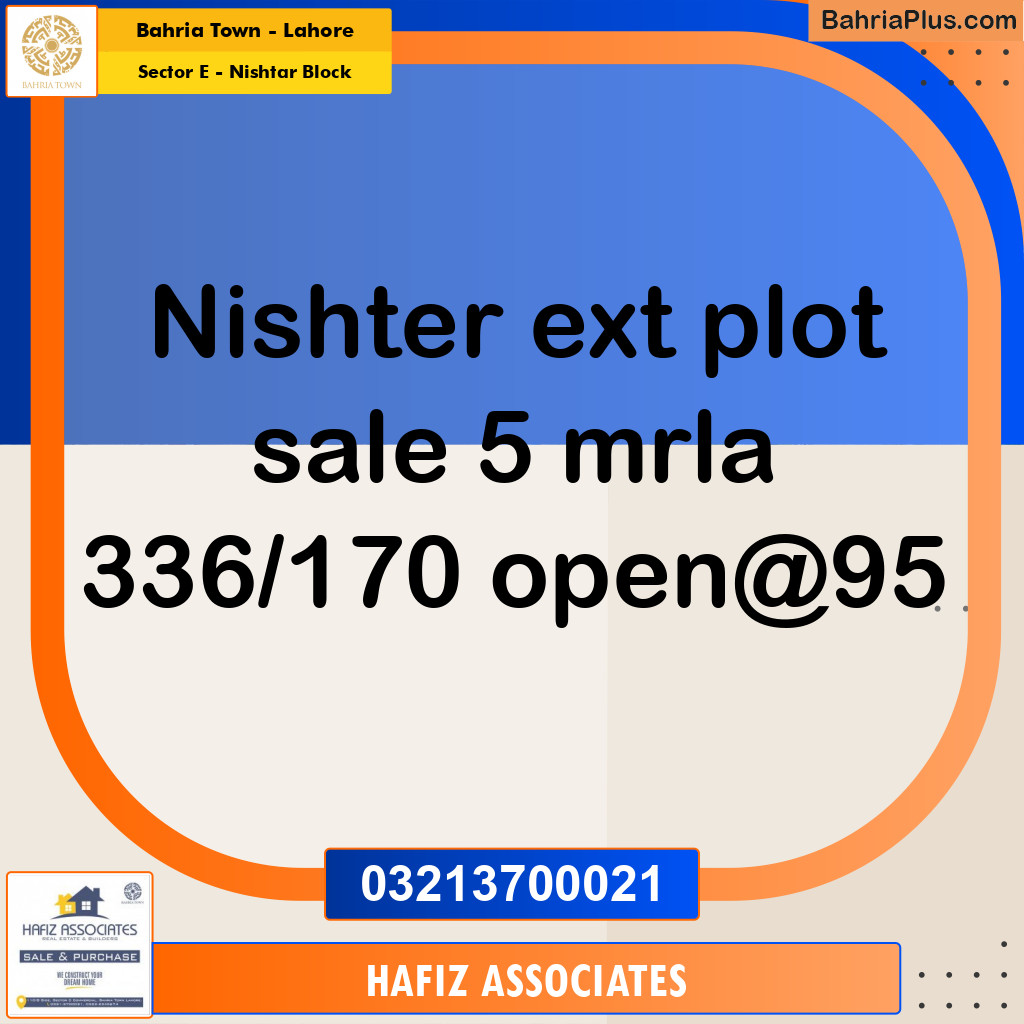 5 Marla Residential Plot for Sale in Sector E - Nishtar Block -  Bahria Town, Lahore - (BP-334498)