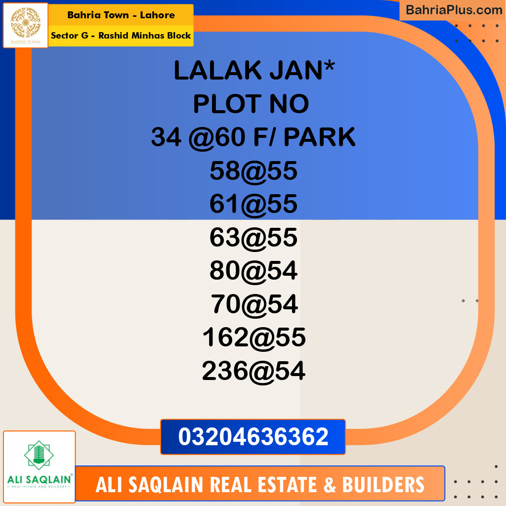 5 Marla Residential Plot for Sale in Sector G - Rashid Minhas Block -  Bahria Town, Lahore - (BP-334509)
