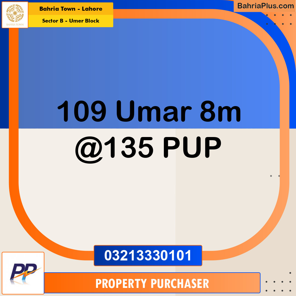 8 Marla Residential Plot for Sale in Sector B - Umer Block -  Bahria Town, Lahore - (BP-334544)