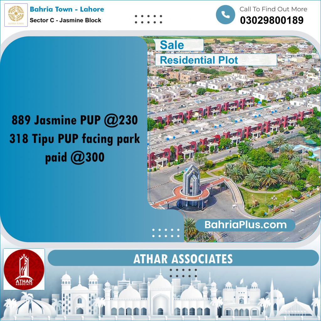 10 Marla Residential Plot for Sale in Sector C - Jasmine Block -  Bahria Town, Lahore - (BP-334613)