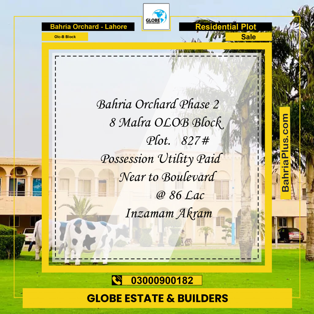 8 Marla Residential Plot for Sale in OLC-B Block -  Bahria Orchard, Lahore - (BP-334617)