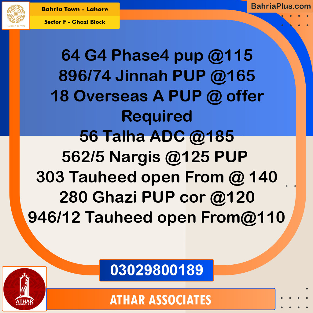 10 Marla Residential Plot for Sale in Sector F - Ghazi Block -  Bahria Town, Lahore - (BP-334637)