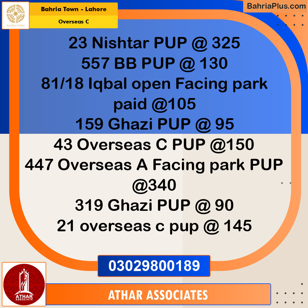 10 Marla Residential Plot for Sale in Overseas C -  Bahria Town, Lahore - (BP-334638)