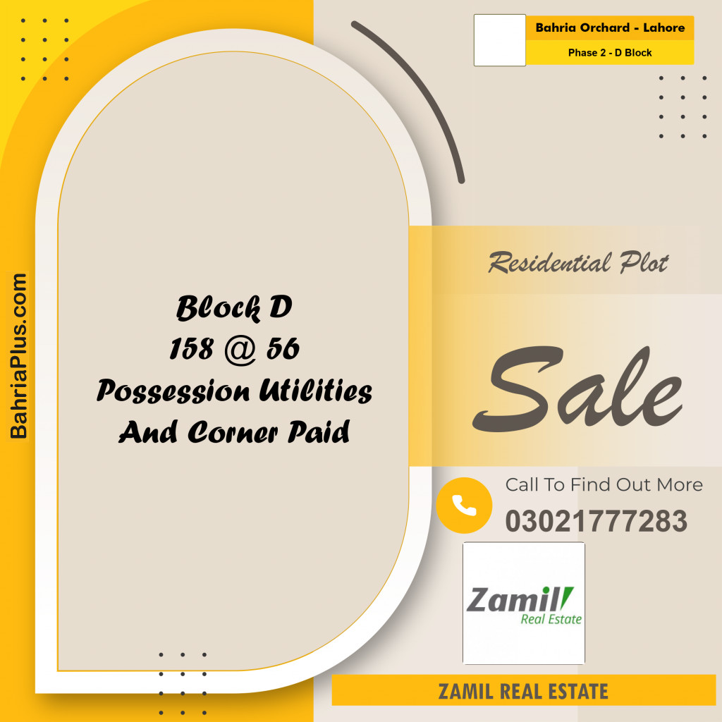 5 Marla Residential Plot for Sale in Phase 2 - D Block -  Bahria Orchard, Lahore - (BP-334696)