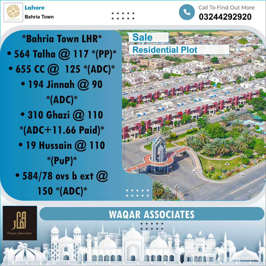 Residential Plot for Sale in Bahria Town, Lahore - (BP-334776)
