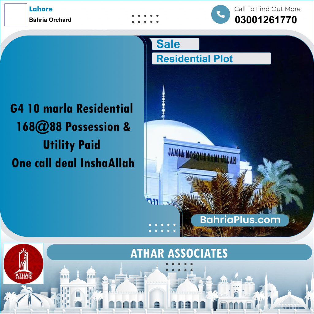 10 Marla Residential Plot for Sale in Bahria Orchard, Lahore - (BP-334779)