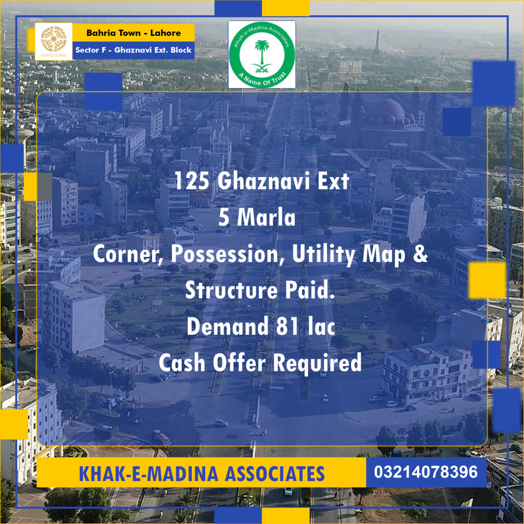 5 Marla Residential Plot for Sale in Sector F - Ghaznavi Ext. Block -  Bahria Town, Lahore - (BP-334785)
