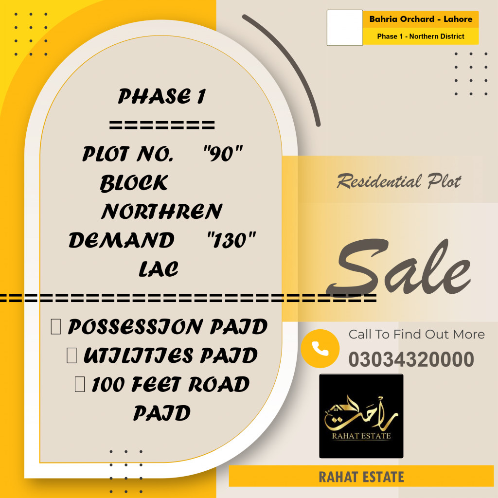 10 Marla Residential Plot for Sale in Phase 1 - Northern District -  Bahria Orchard, Lahore - (BP-334788)