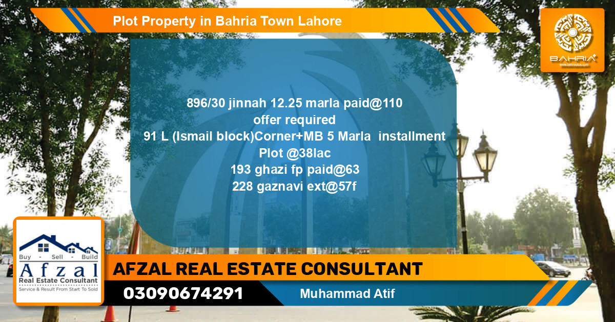 Residential Plot for Sale in Bahria Town, Lahore - (BP-33480)