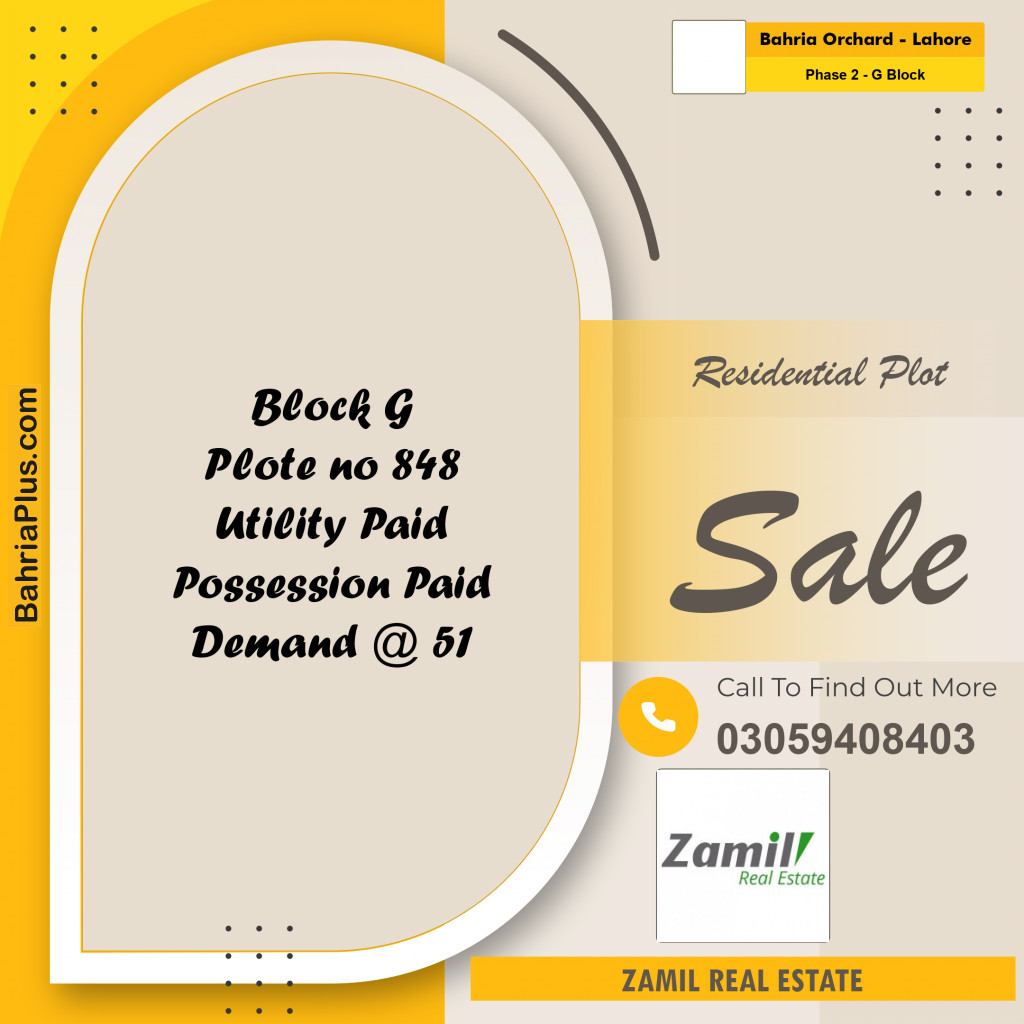 5 Marla Residential Plot for Sale in Phase 2 - G Block -  Bahria Orchard, Lahore - (BP-334801)
