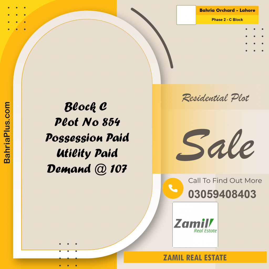 8 Marla Residential Plot for Sale in Phase 2 - C Block -  Bahria Orchard, Lahore - (BP-334803)