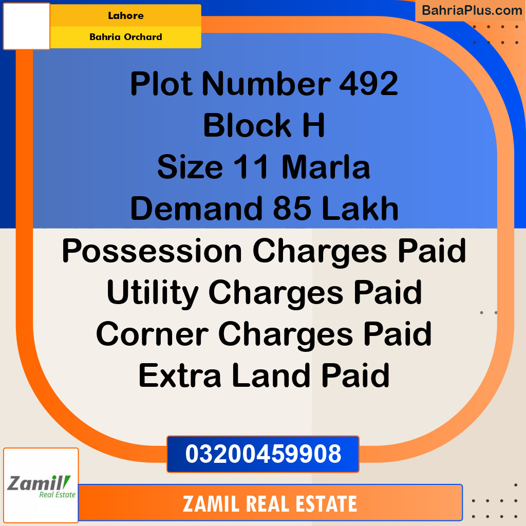 11 Marla Residential Plot for Sale in Bahria Orchard, Lahore - (BP-334824)