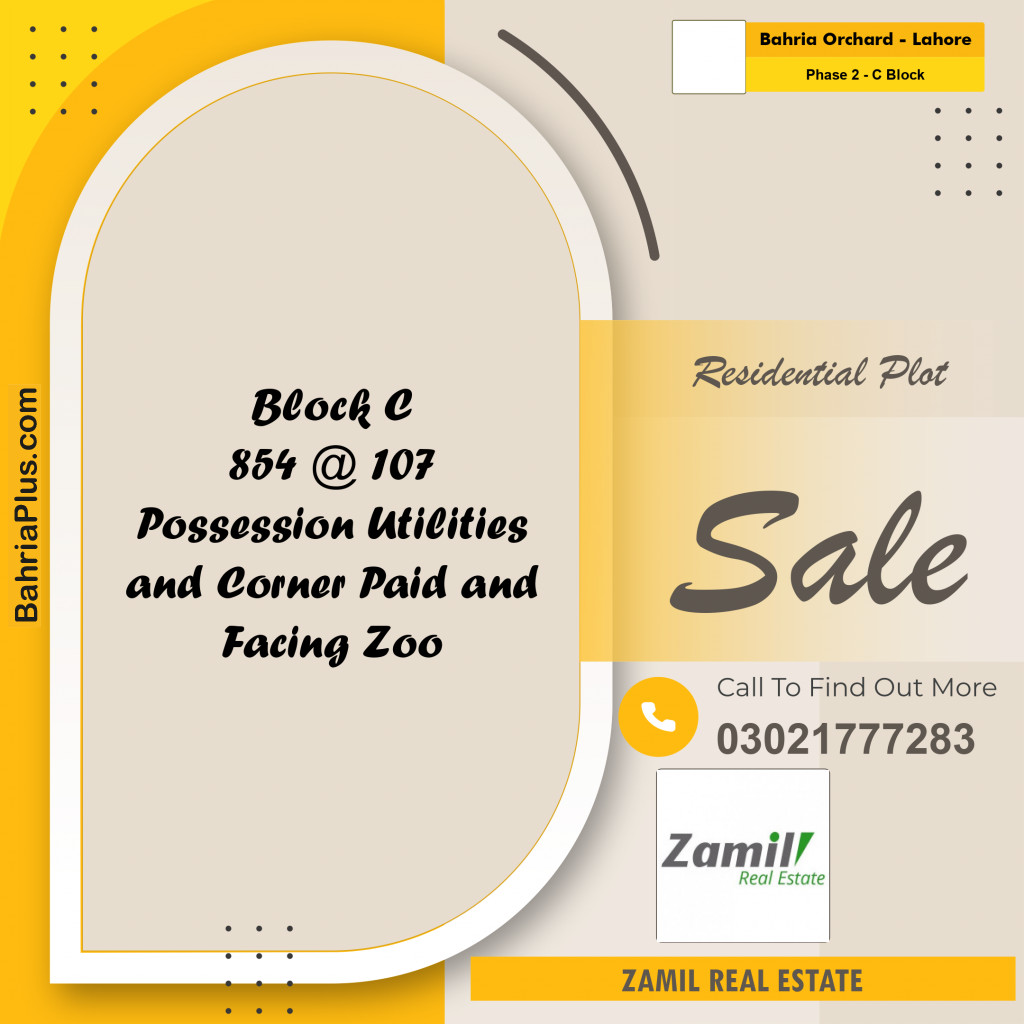 8 Marla Residential Plot for Sale in Phase 2 - C Block -  Bahria Orchard, Lahore - (BP-334835)