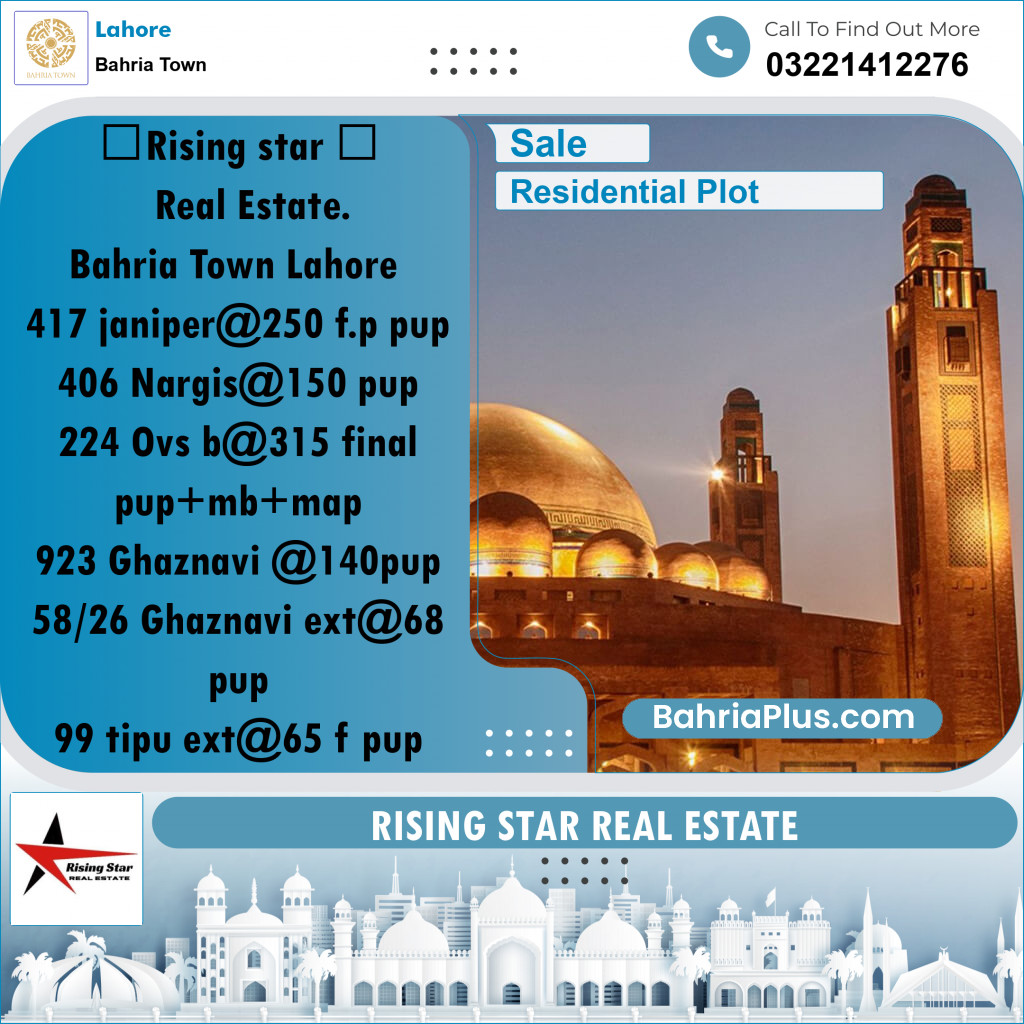 Residential Plot for Sale in Bahria Town, Lahore - (BP-334852)