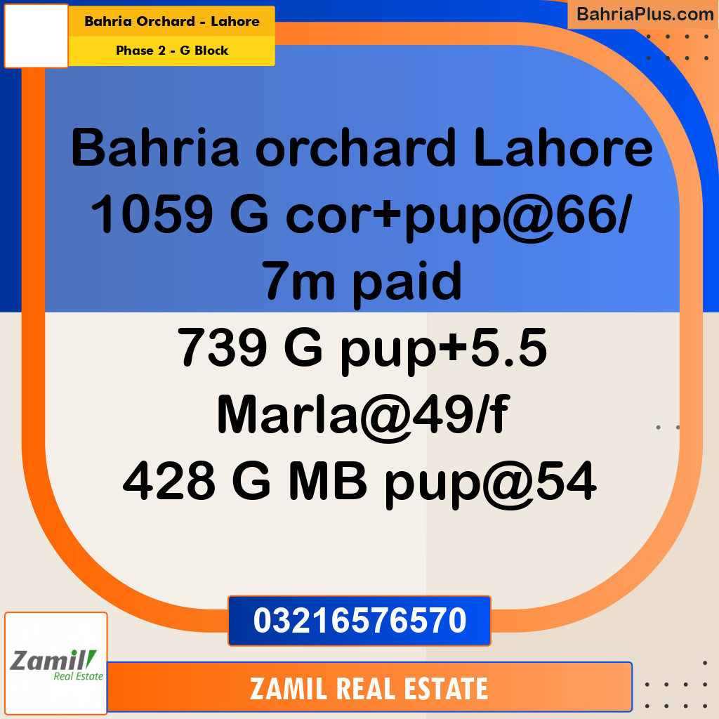 5 Marla Residential Plot for Sale in Phase 2 - G Block -  Bahria Orchard, Lahore - (BP-334853)