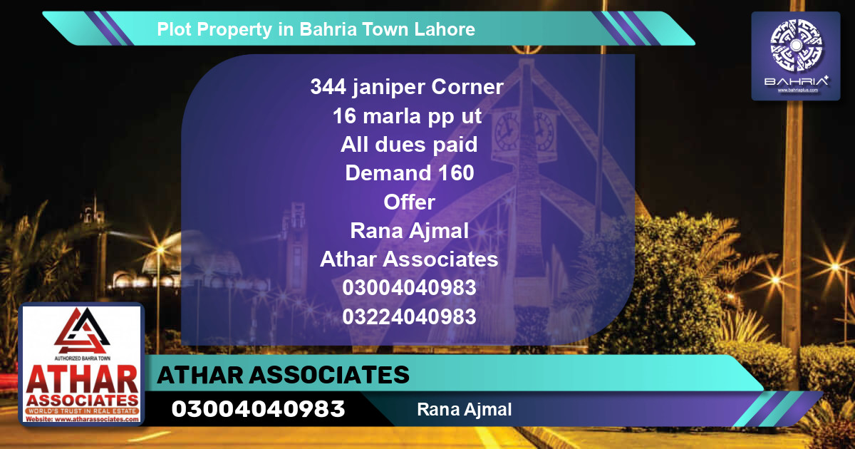 Residential Plot for Sale in Bahria Town, Lahore - (BP-33486)