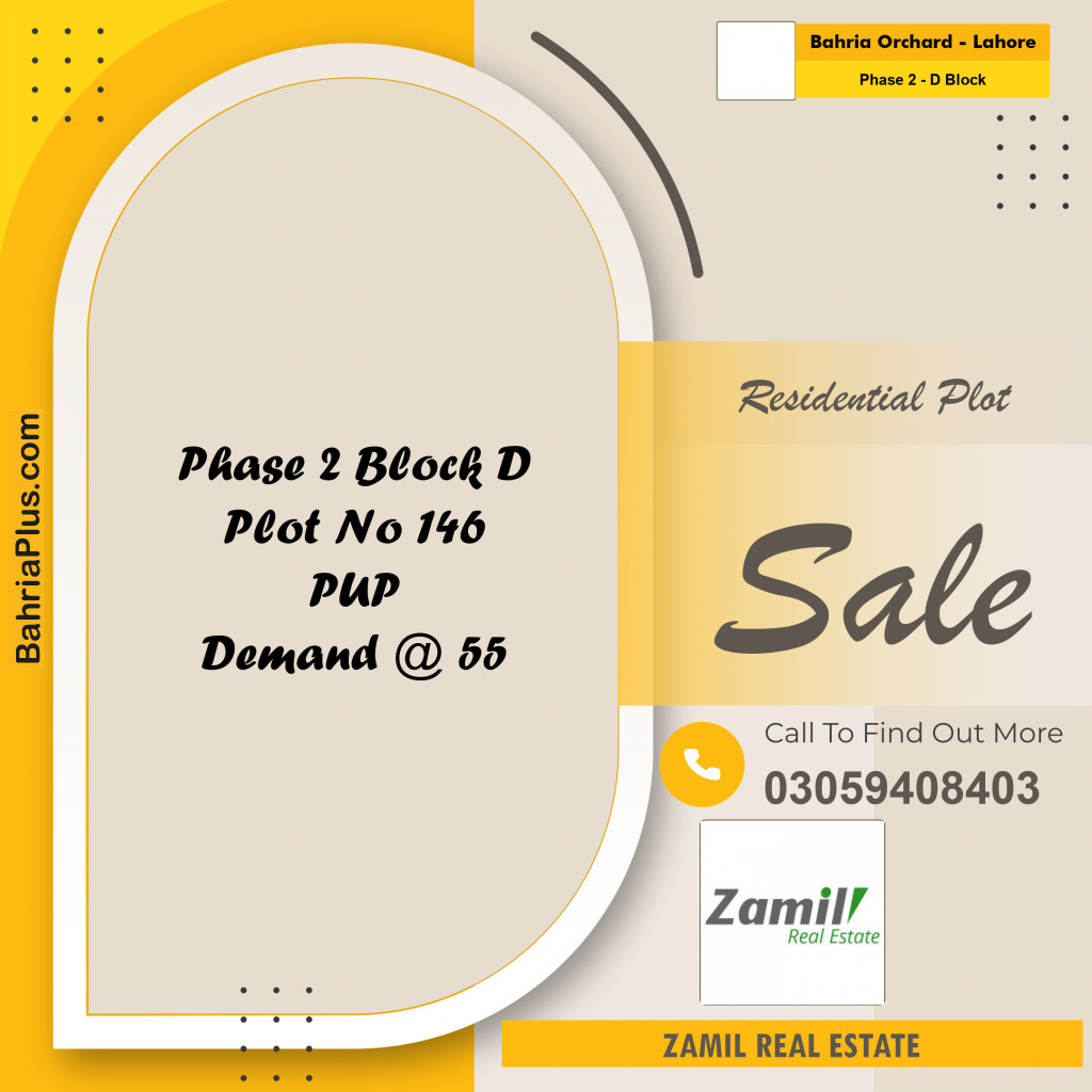 5 Marla Residential Plot for Sale in Phase 2 - D Block -  Bahria Orchard, Lahore - (BP-334877)