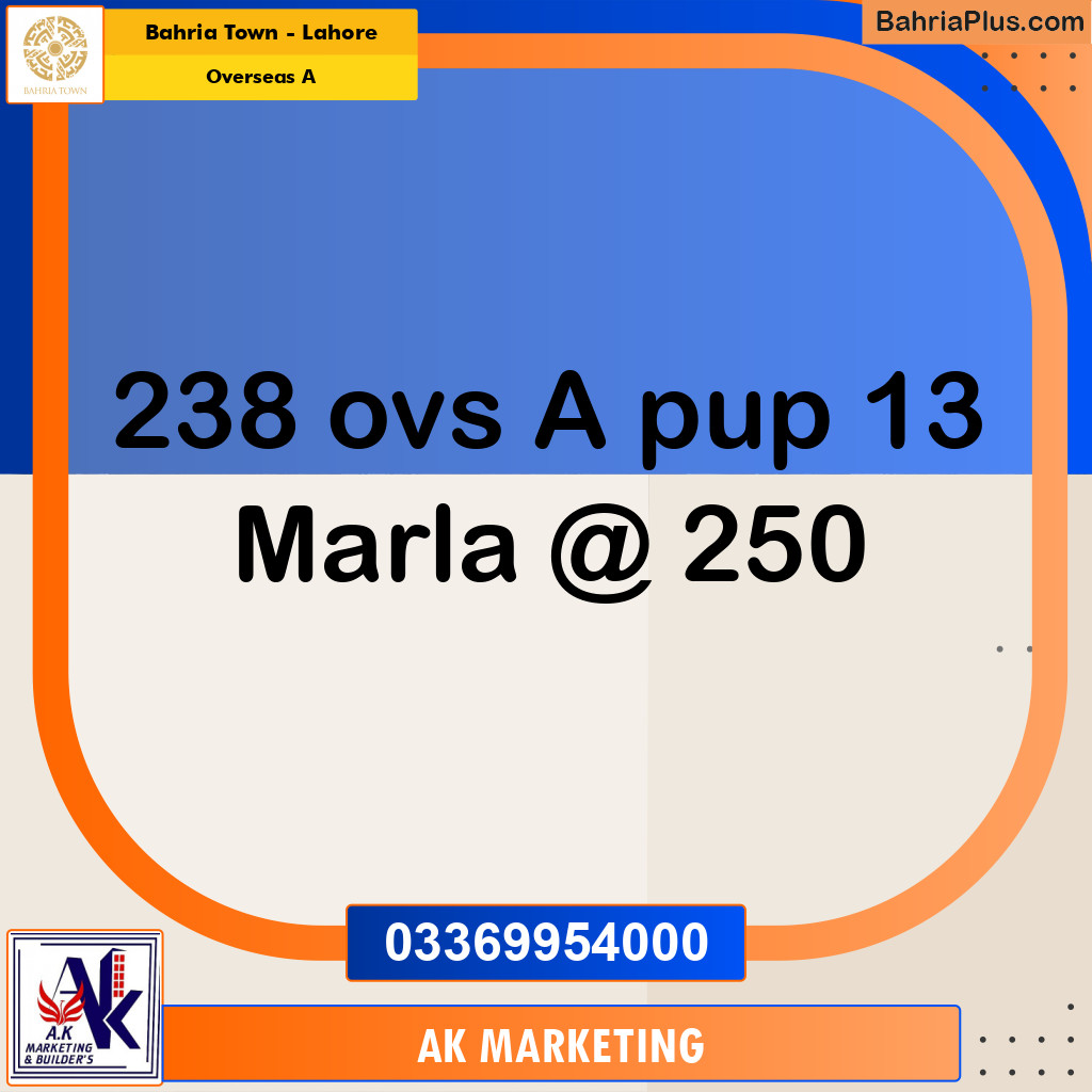 13 Marla Residential Plot for Sale in Overseas A -  Bahria Town, Lahore - (BP-334881)