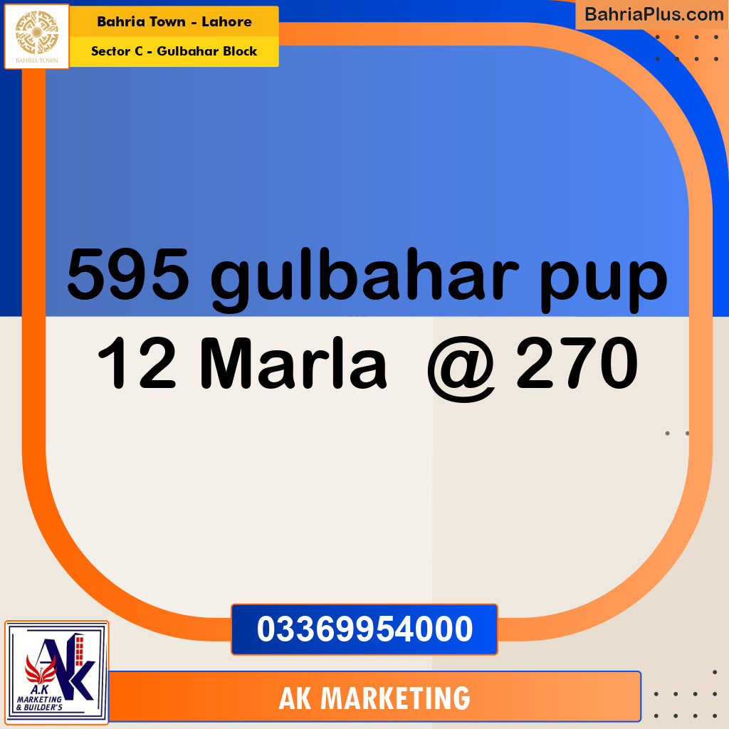 12 Marla Residential Plot for Sale in Sector C - Gulbahar Block -  Bahria Town, Lahore - (BP-334882)
