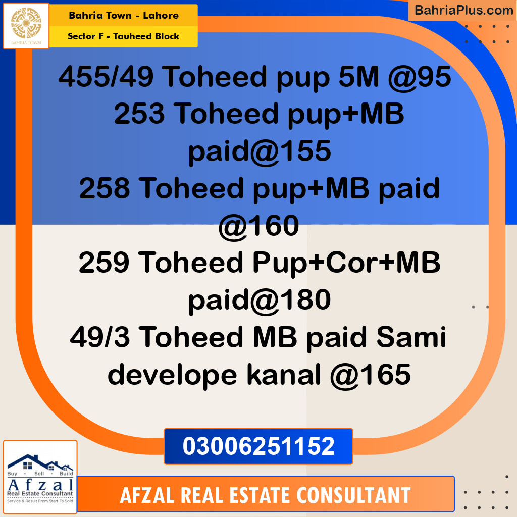 10 Marla Residential Plot for Sale in Sector F - Tauheed Block -  Bahria Town, Lahore - (BP-334906)
