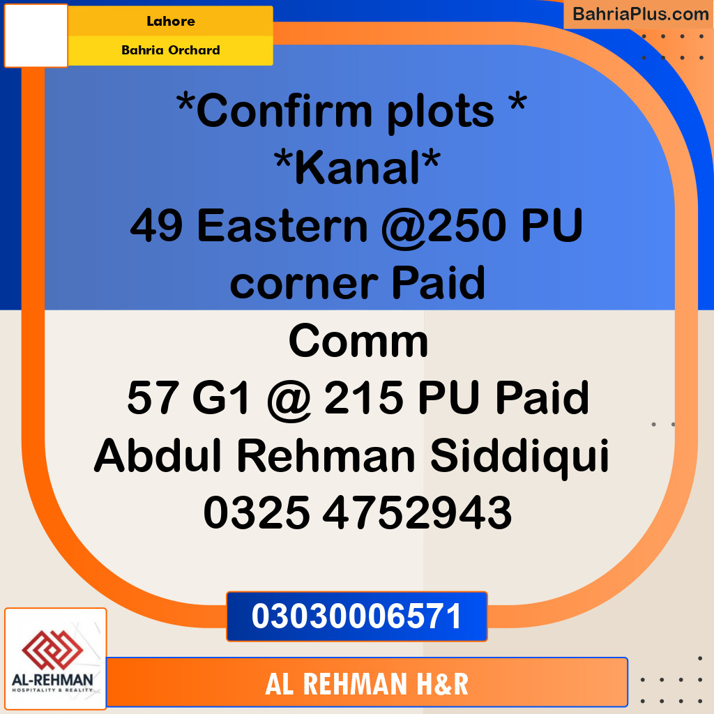 1 Kanal Residential Plot for Sale in Bahria Orchard, Lahore - (BP-334957)
