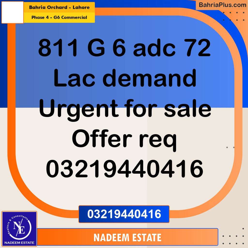 Residential Plot for Sale in Phase 4 - G6 Commercial -  Bahria Orchard, Lahore - (BP-334959)