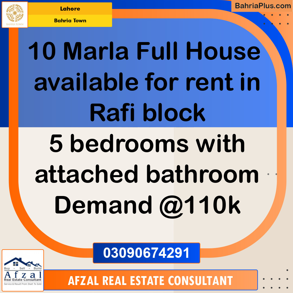 Residential House for Rent in Bahria Town, Lahore - (BP-334977)