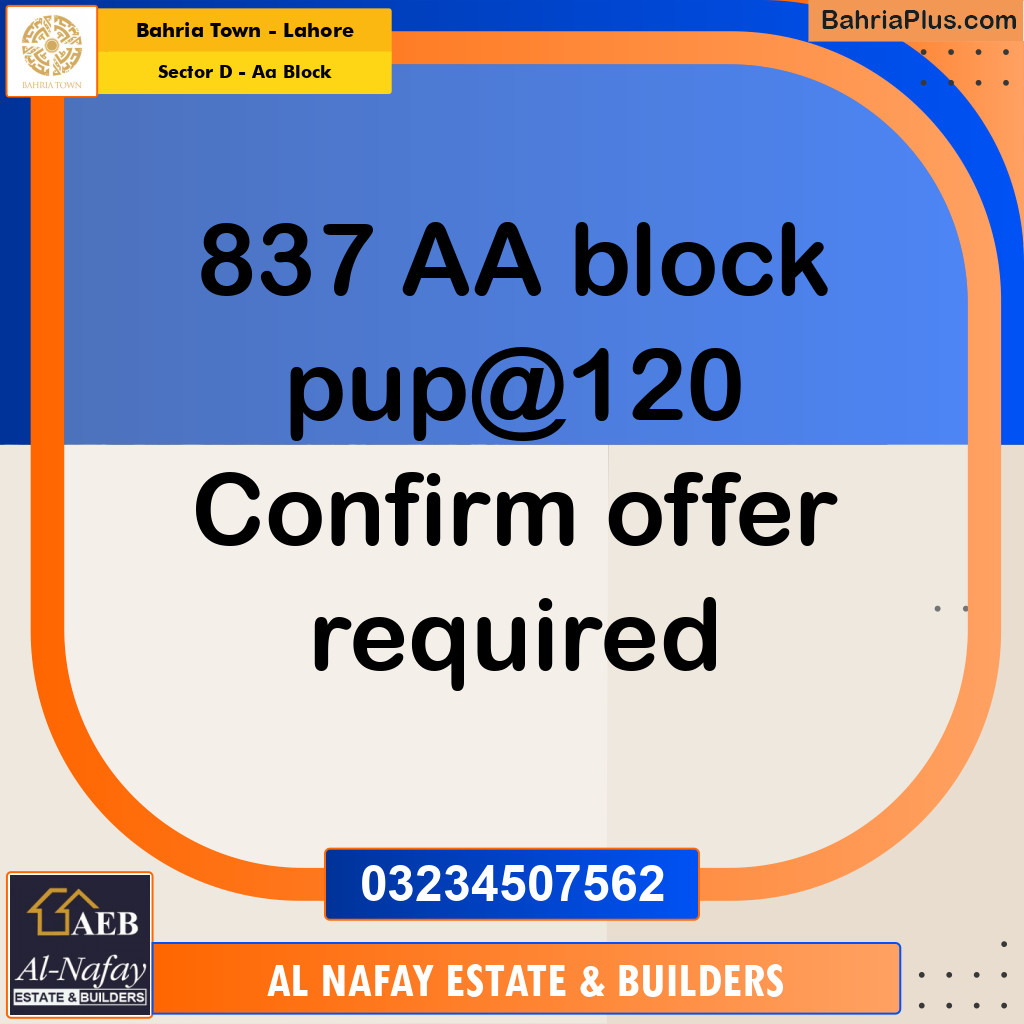 5 Marla Residential Plot for Sale in Sector D - AA Block -  Bahria Town, Lahore - (BP-334994)