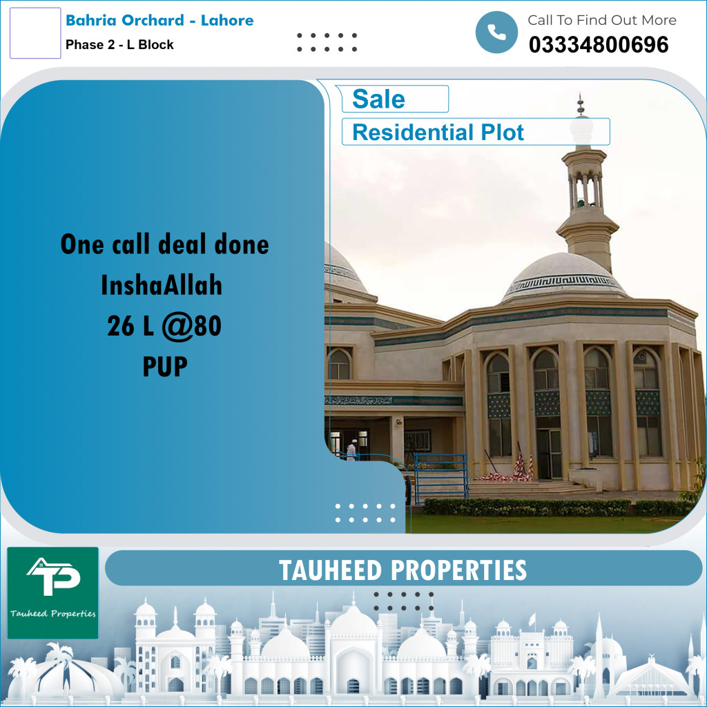 5 Marla Residential Plot for Sale in Phase 2 - L Block -  Bahria Orchard, Lahore - (BP-334999)
