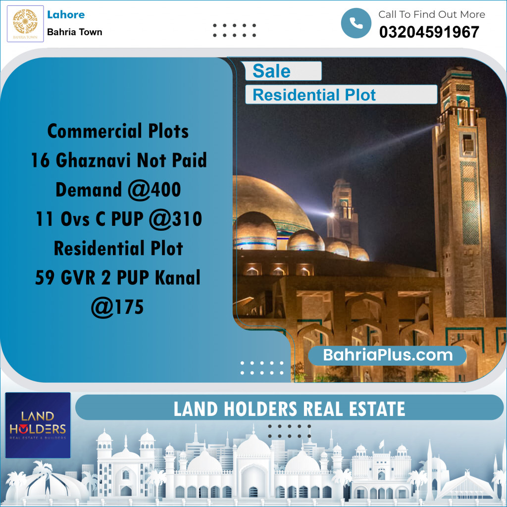 Residential Plot for Sale in Bahria Town, Lahore - (BP-335019)