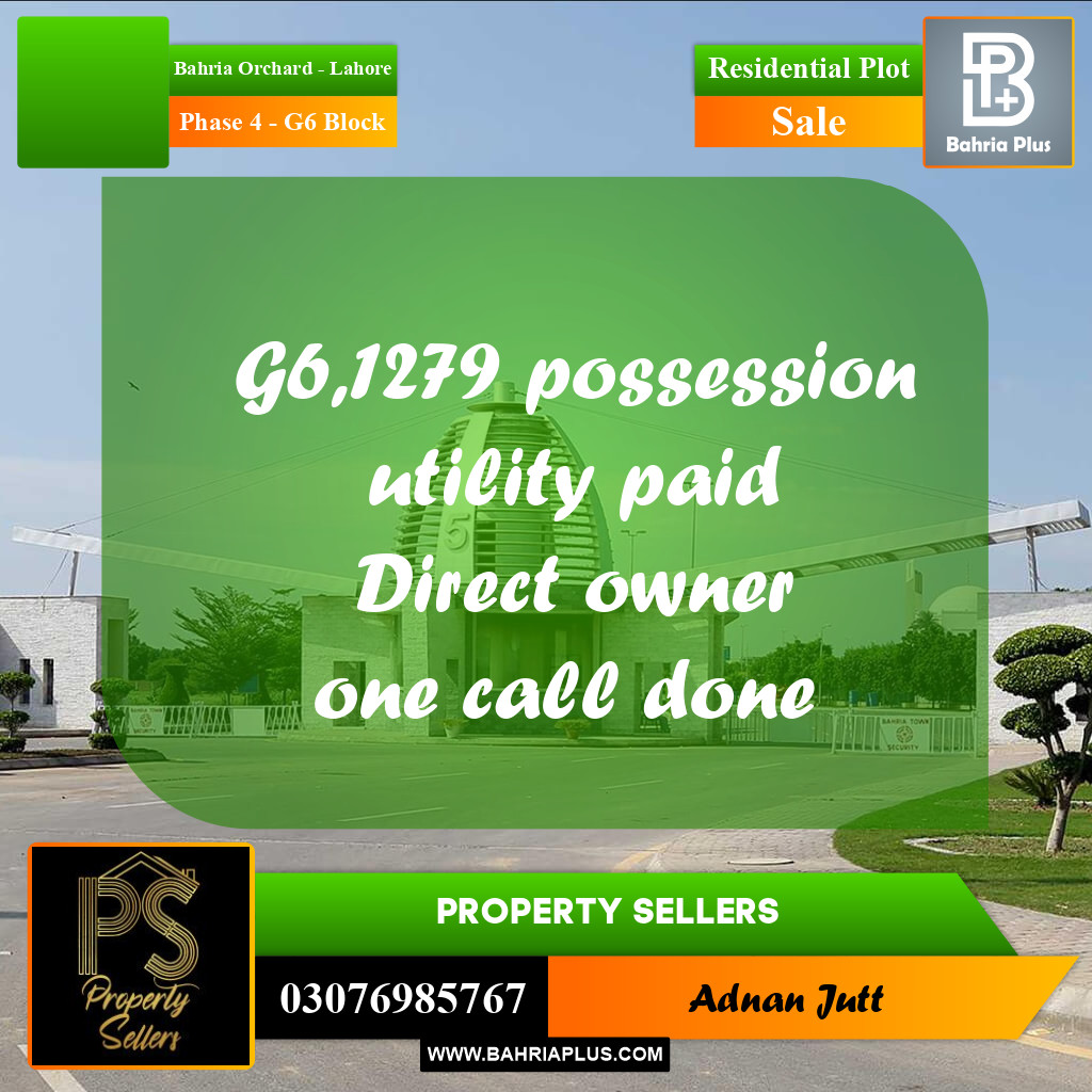10 Marla Residential Plot for Sale in Phase 4 - G6 Block -  Bahria Orchard, Lahore - (BP-335053)