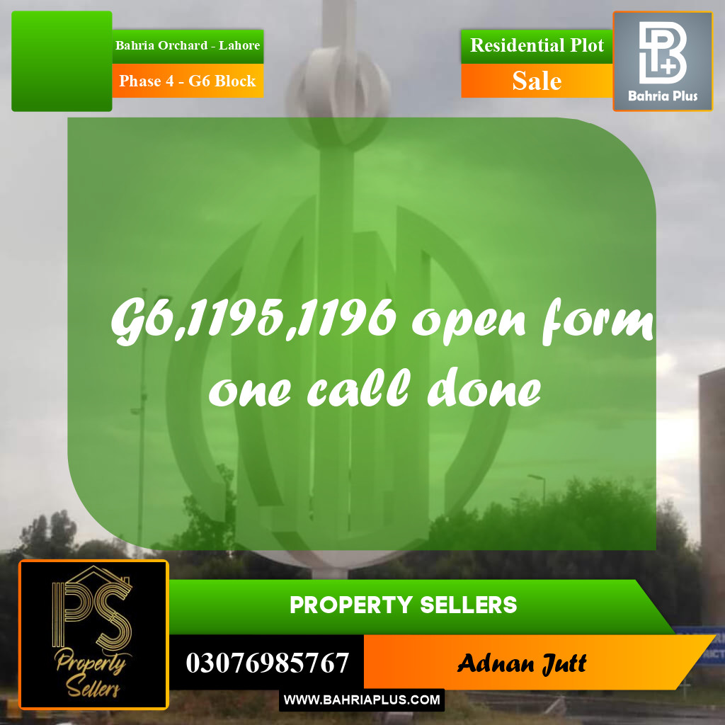 10 Marla Residential Plot for Sale in Phase 4 - G6 Block -  Bahria Orchard, Lahore - (BP-335054)