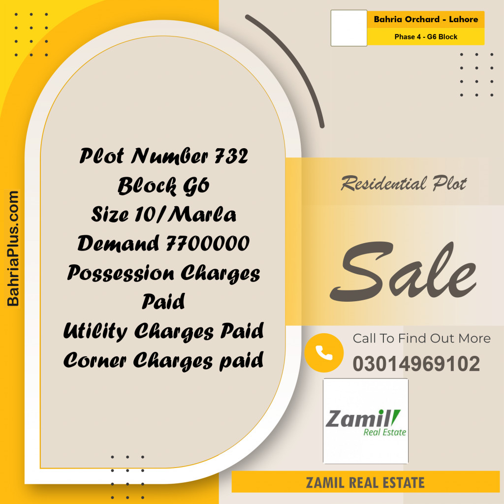 10 Marla Residential Plot for Sale in Phase 4 - G6 Block -  Bahria Orchard, Lahore - (BP-335069)