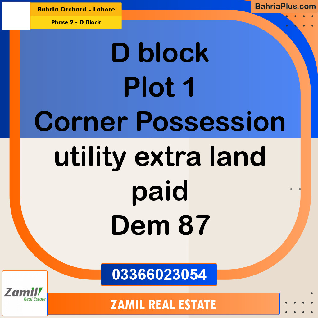 8 Marla Residential Plot for Sale in Phase 2 - D Block -  Bahria Orchard, Lahore - (BP-335073)