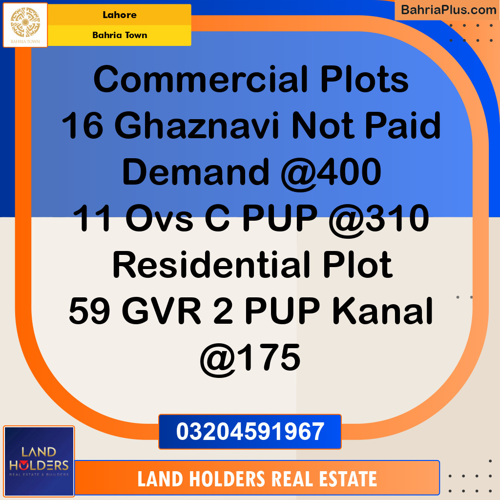 Residential Plot for Sale in Bahria Town, Lahore - (BP-335074)