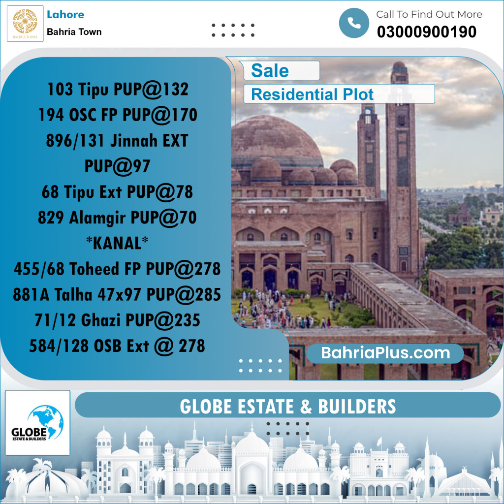 Residential Plot for Sale in Bahria Town, Lahore - (BP-335095)