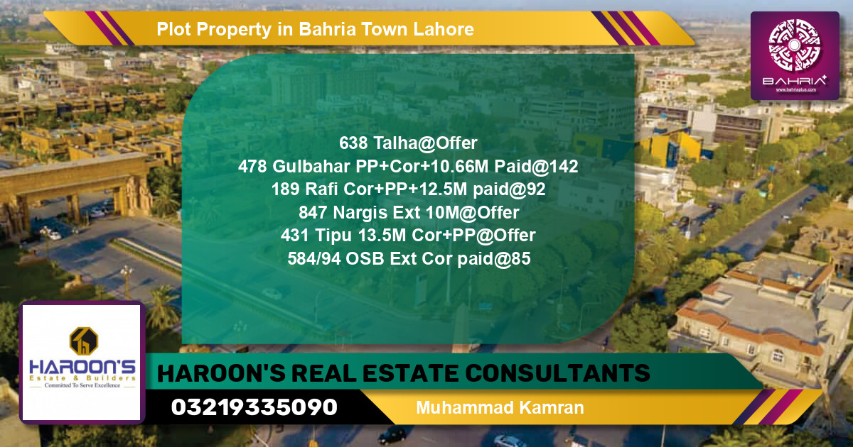 Residential Plot for Sale in Bahria Town, Lahore - (BP-33511)