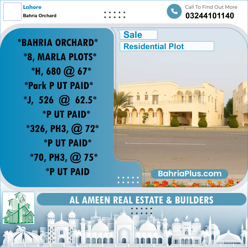 Residential Plot for Sale in Bahria Orchard, Lahore - (BP-335185)