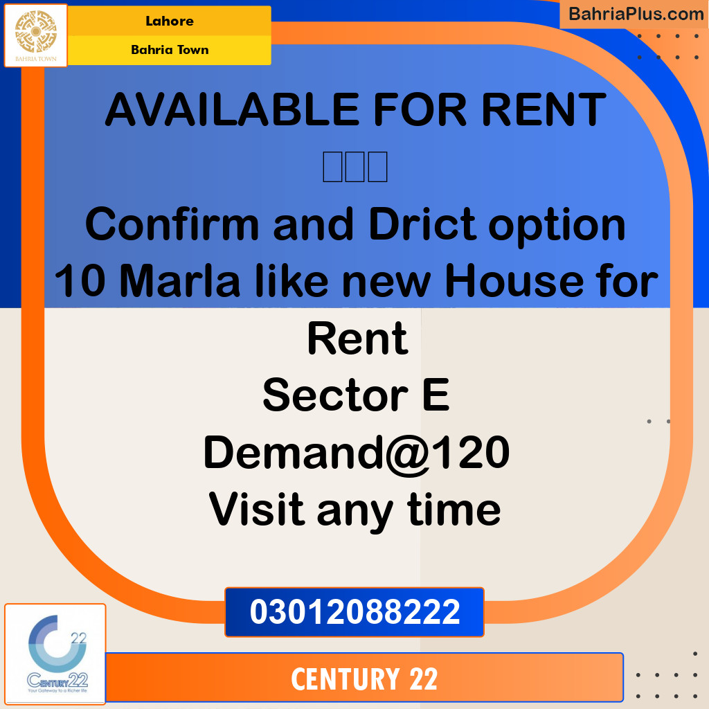 10 Marla Residential House for Rent in Bahria Town, Lahore - (BP-335217)