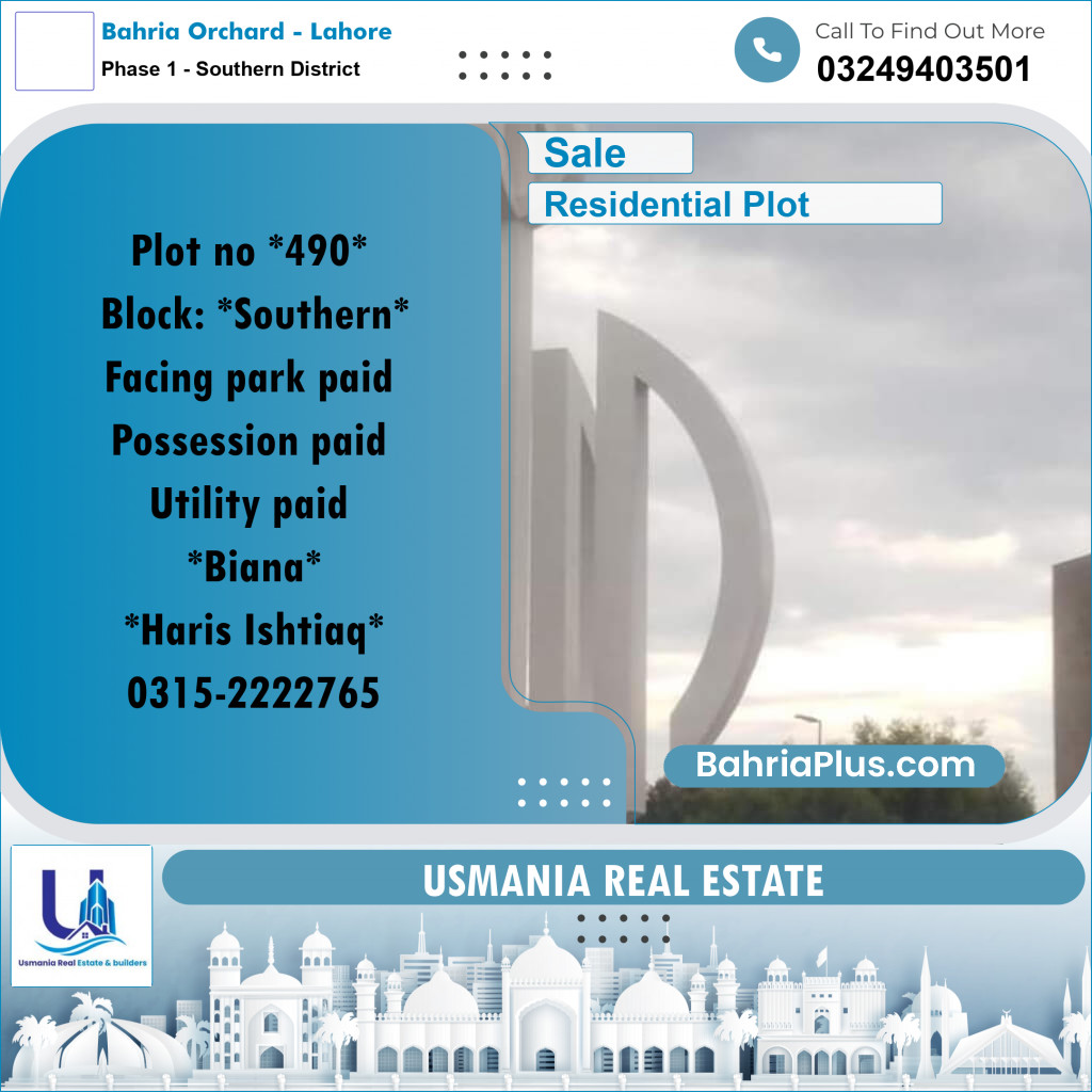 1 Kanal Residential Plot for Sale in Phase 1 - Southern District -  Bahria Orchard, Lahore - (BP-335245)