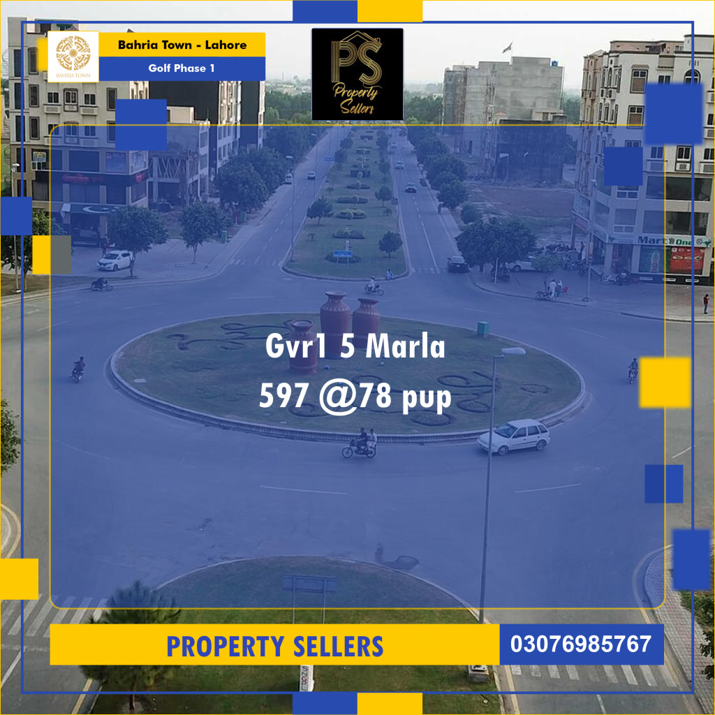 5 Marla Residential Plot for Sale in Golf Phase 1 -  Bahria Town, Lahore - (BP-335260)