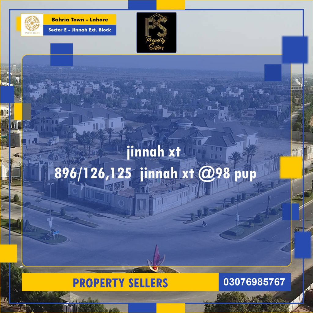 5 Marla Residential Plot for Sale in Sector E - Jinnah Ext. Block -  Bahria Town, Lahore - (BP-335261)