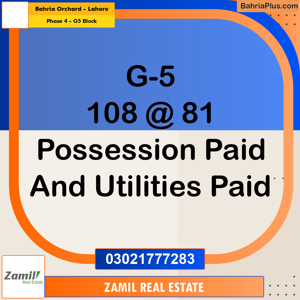 10 Marla Residential Plot for Sale in Phase 4 - G5 Block -  Bahria Orchard, Lahore - (BP-335307)